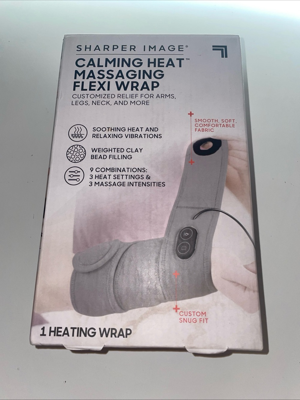 Sharper Image Calming Heat Massaging Flexi Wrap for Arms Legs Neck 3 Settings (V